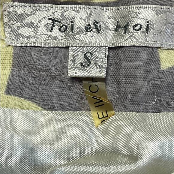 Y2K Toi et Moi Purple Yellow Leaves Floral Flare Cotton Skirt Women's Sz S - Picture 3 of 5